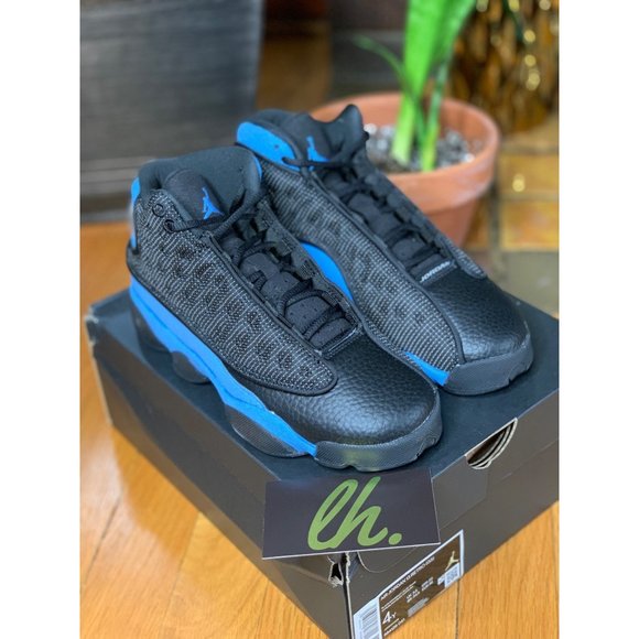 Size 4.5y/6w Air Jordan 13 “Black University Blue” Athletic Basketball Sneakers - Picture 5 of 6